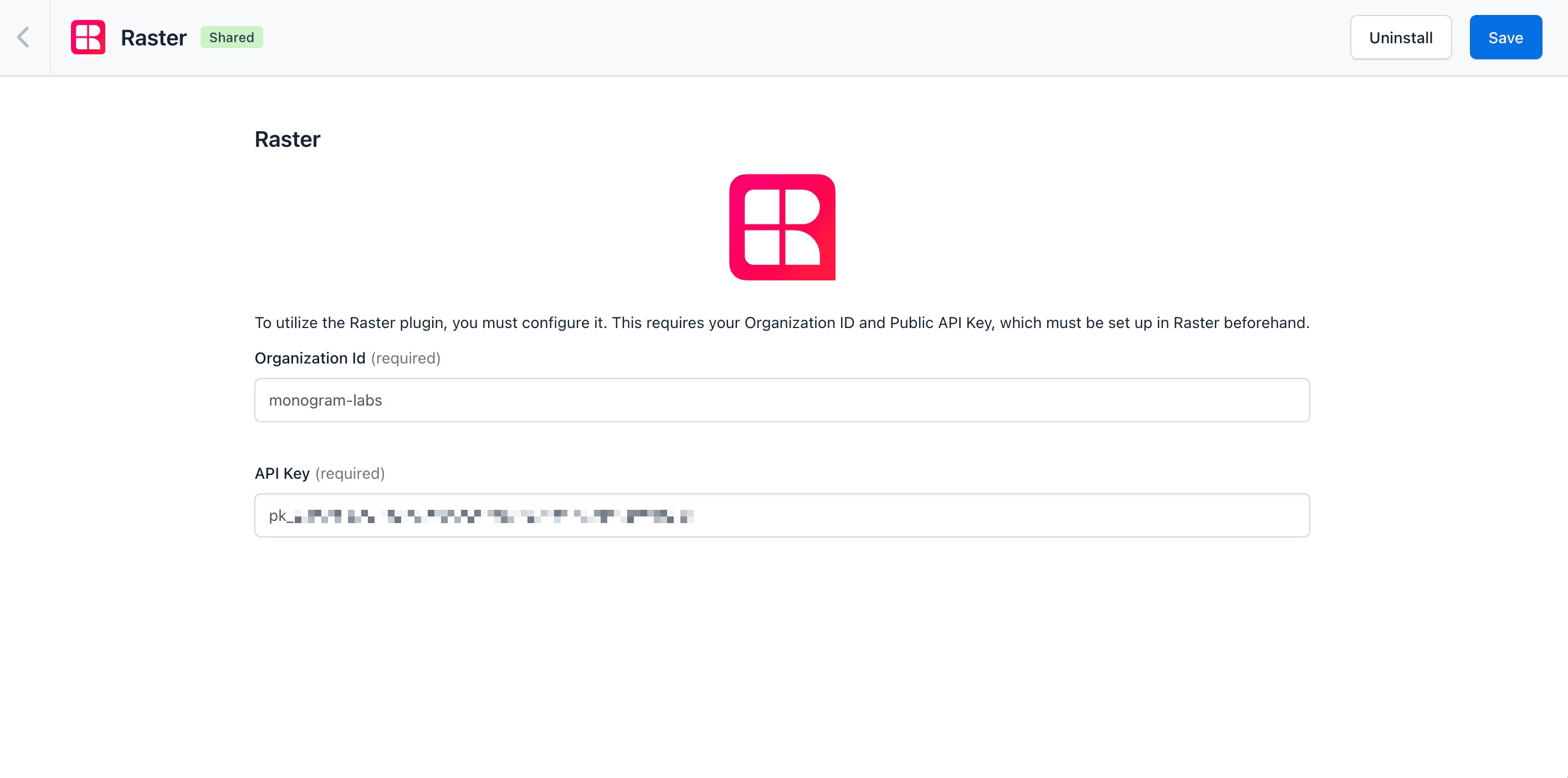Configuring the Raster app inside Contentful